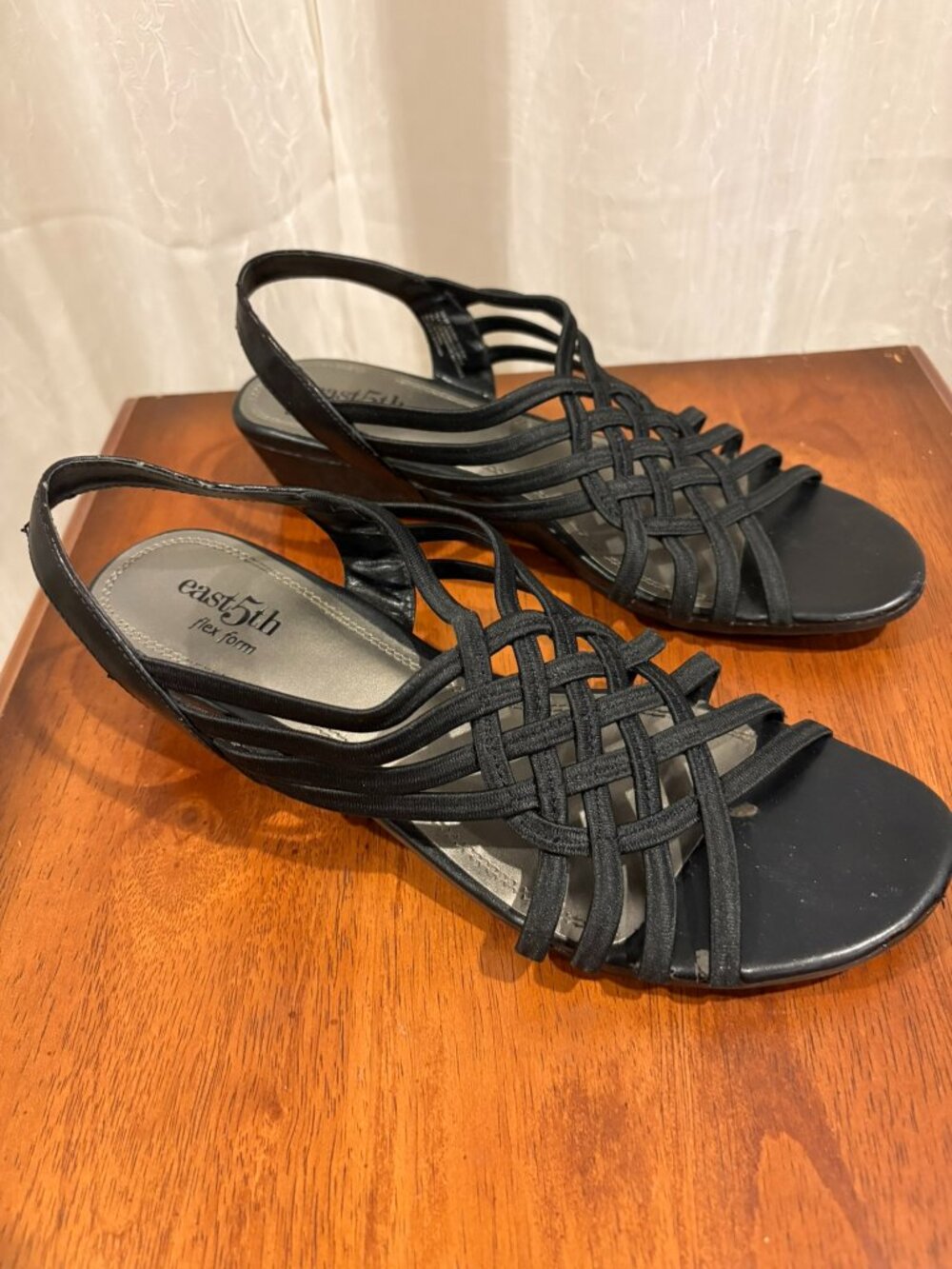 East 5th Women's Reno Strappy 1.5" Wedge Sling-back Sandals, Black size 8